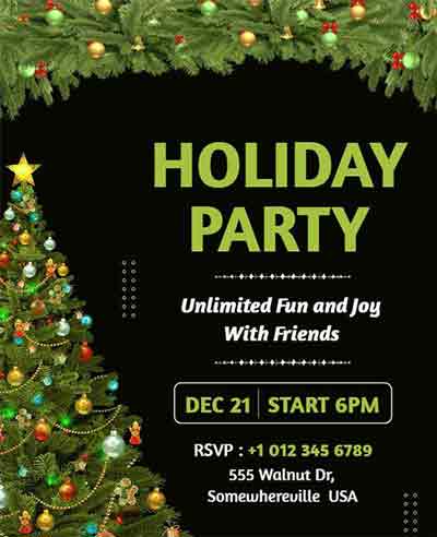 Typography Holiday Party Flyer Template