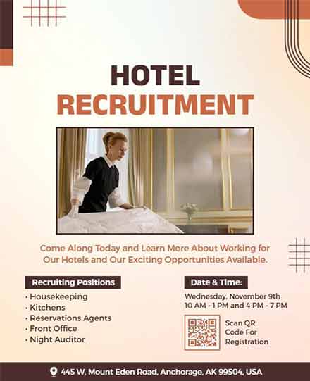 Minimal Hotel Recruitment Flyer Template