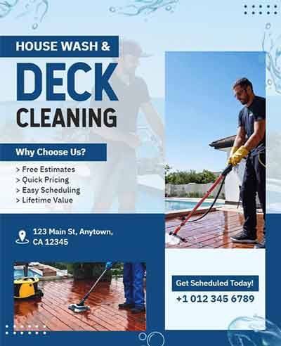Realistic House and Deck Cleaning Service Flyer Template