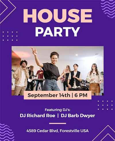 Artistic House Party Celebration Flyer Template