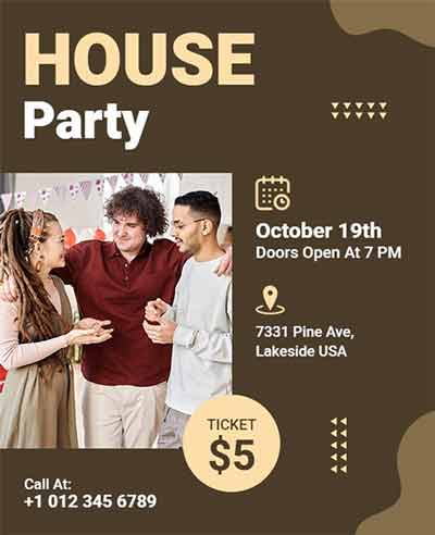 Stylish House Party Flyer Template