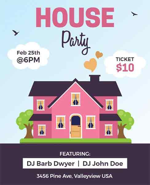 Minimalist House Party Flyer Template