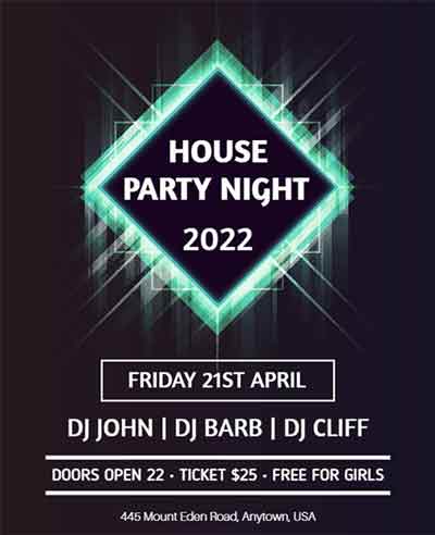 Gradient House Party Night Flyer Template