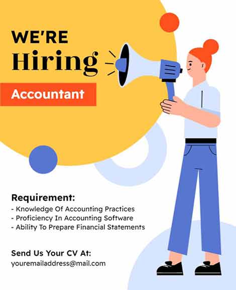 Illustration We Are Hiring Accountant Flyer Template