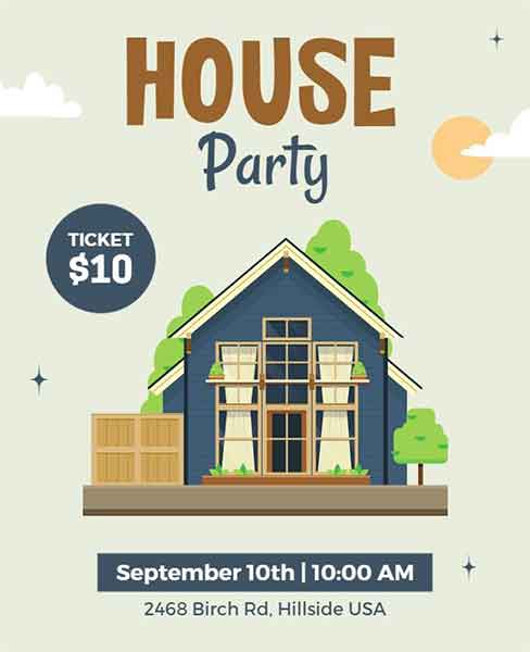 Illustrative House Party Flyer Template