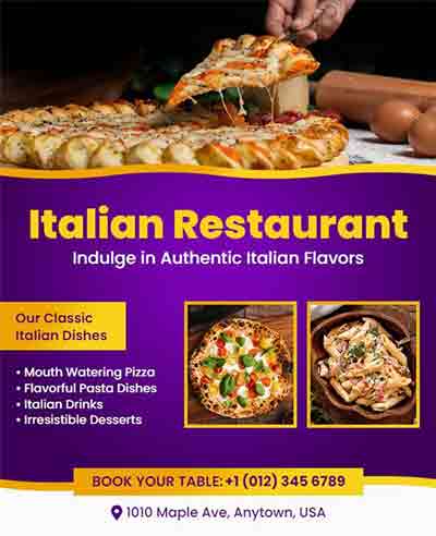 Artistic Italian Restaurant Flyer Template