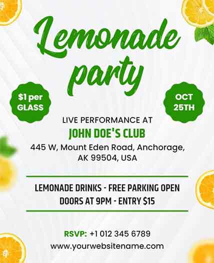 Creative Lemonade Party Flyer Template