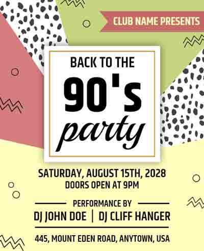 Multi Strips 90s Party Flyer Template