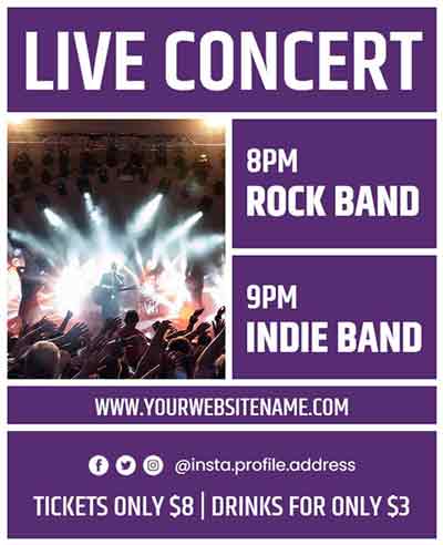 Bold Typography Live Concert Band Flyer Template