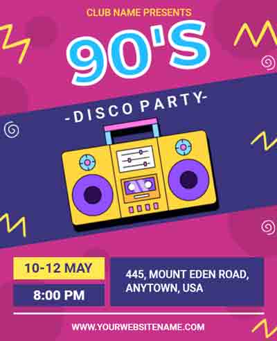 Creative 90s Party Flyer Template