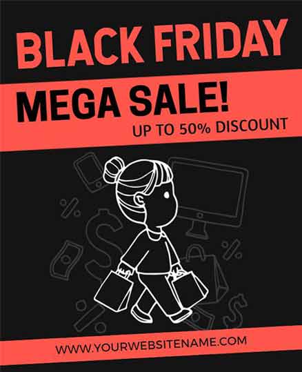 Bold Typography Mega Sale Black Friday Flyer Template