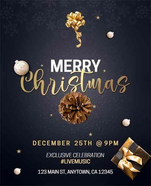 Vintage Merry Christmas Celebration Flyer Template