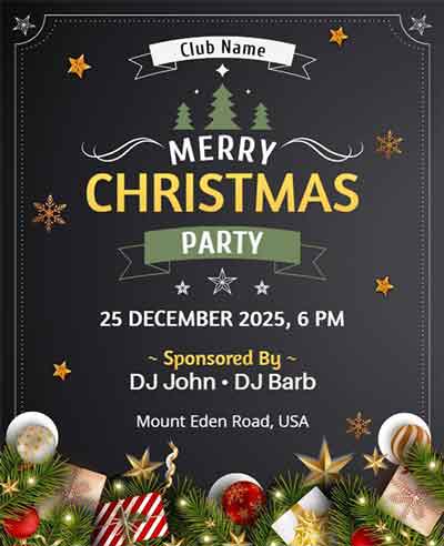 Artistic Merry Christmas Club Party Flyer Template