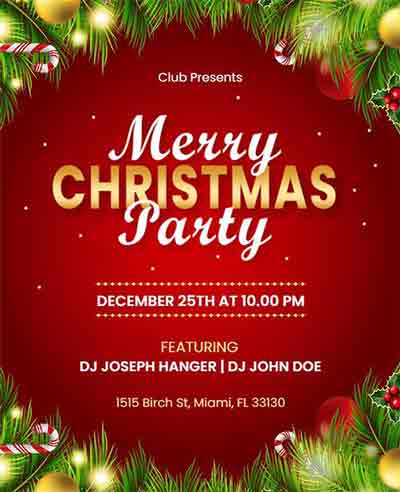 Gradient Merry Christmas Party Flyer Template
