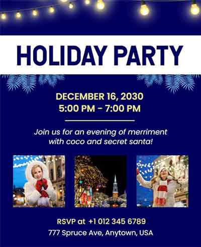 Simple Holiday Party Flyer Template