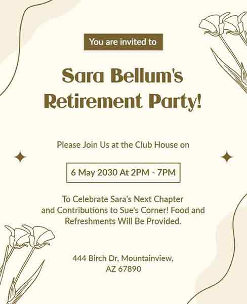 Minimal Retirement Party Flyer Template