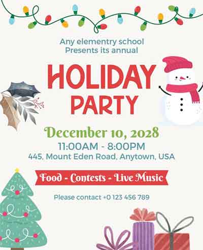 Minimalist Holiday Party Flyer Template