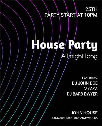 Neon House Night Party Flyer Template
