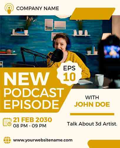 Abstract New Episode Podcast Flyer Template