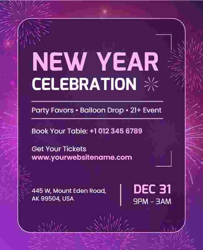 Typography New Year Celebration Flyer Template