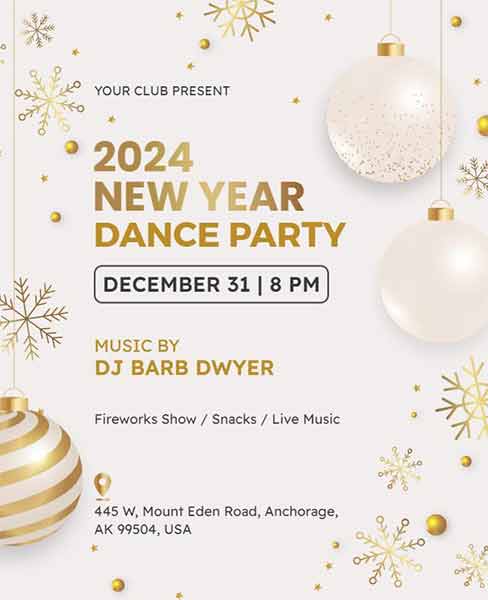Floral New Year Dance Party Flyer Template
