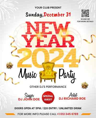 Creative New Year Music Party Flyer Template