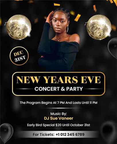 Vector New Years Eve Concert Party Flyer Template