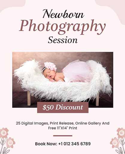 Pastel Newborn Photography Session Flyer Template