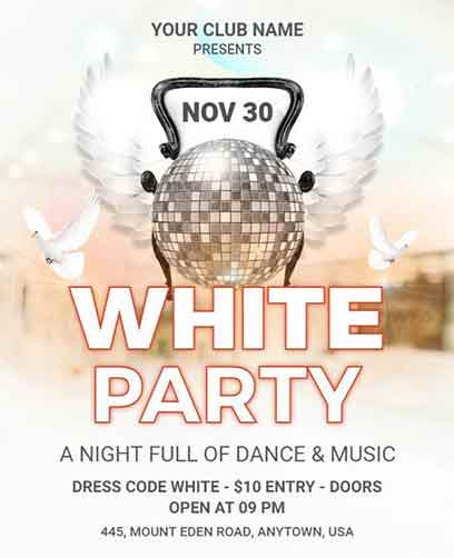 Stylish Night White Party Flyer Template