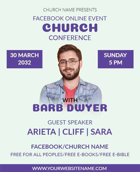 Vector Online Church Conference Flyer Template