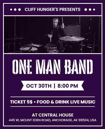 Bold Typography One Man Band Flyer Template