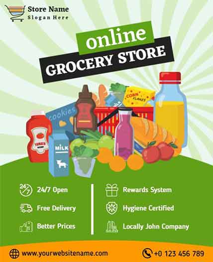 Retro Online Grocery Store Flyer Template