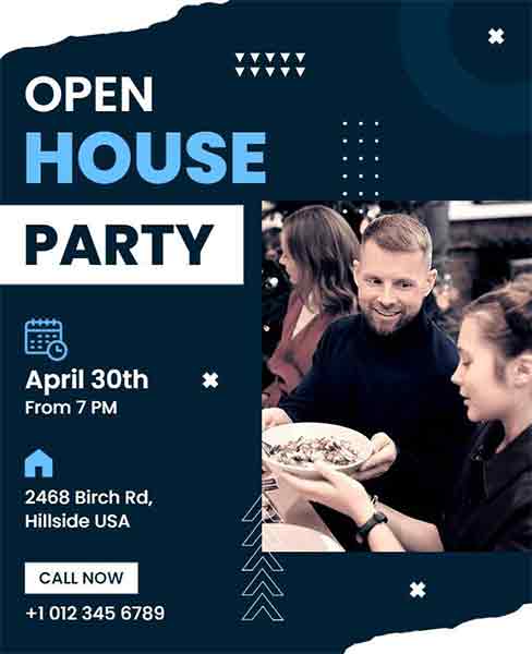 Torn Paper Open House Party Flyer Template
