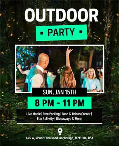 Neon Outdoor Party Event Flyer Template