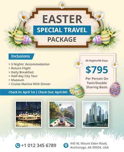Simple Easter Special Travel Package Flyer Template