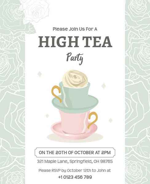 Pastel High Tea Party Flyer Template