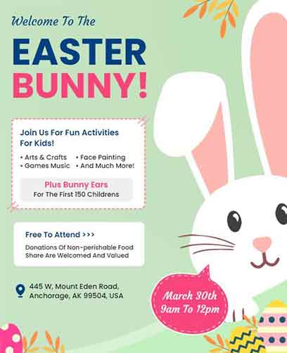 Illustrative Easter Bunny Flyer Template
