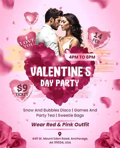 Artistic Valentine Party Flyer Template