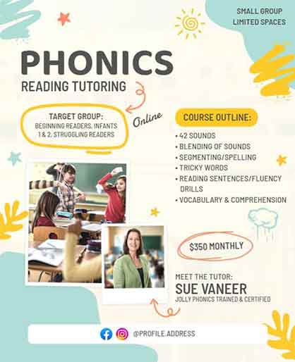 Floral Phonics Reading Tutoring Flyer Template
