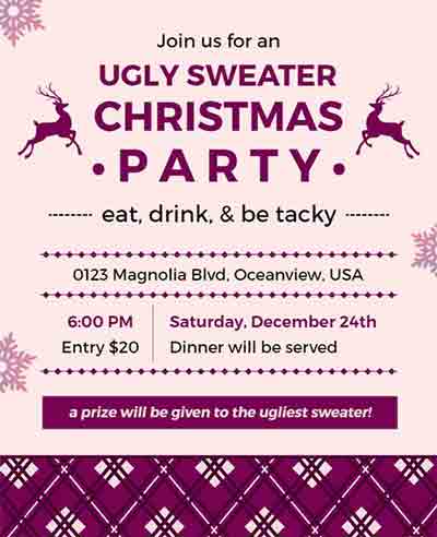 Artistic Ugly Sweater Christmas Party Flyer Template