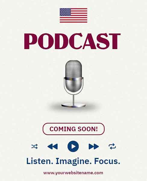 Minimal Podcast Coming Soon Flyer Template
