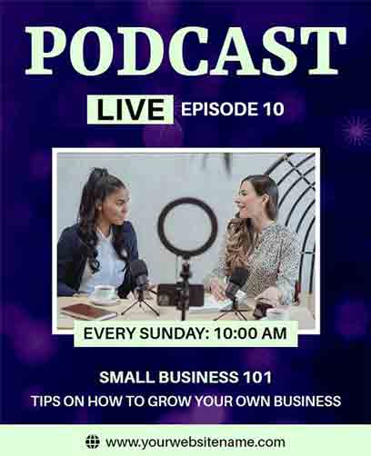 Modern Podcast Live Episode Flyer Template