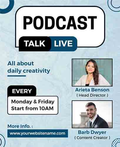 Realistic Podcast Live Talk Flyer Template