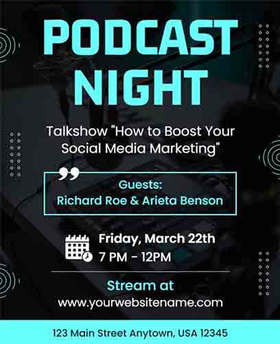 Grunge Podcast Night Flyer Template