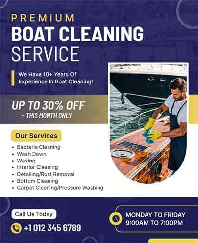 Creative Premium Boat Cleaning Service Flyer Template