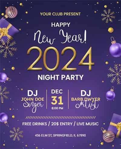 Creative New Year Night Party Flyer Template