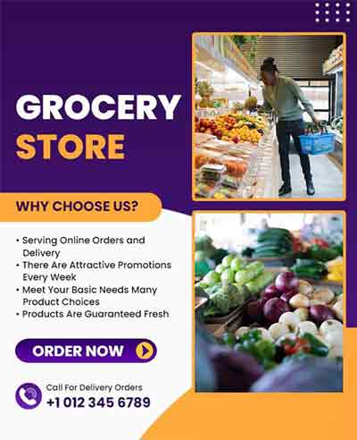 Photo Frame Grocery Store Flyer Template