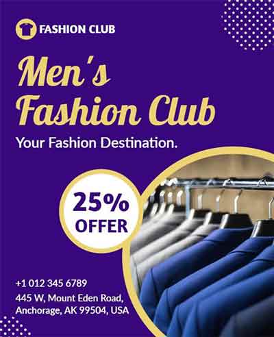 Modern Men's Fashion Club Flyer Template