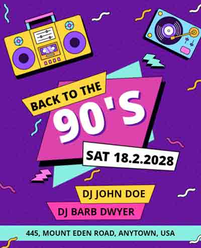Back to 90s Party Flyer Template