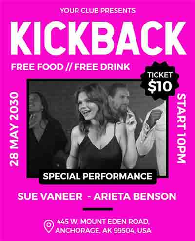 Retro Kickback Party Flyer Template